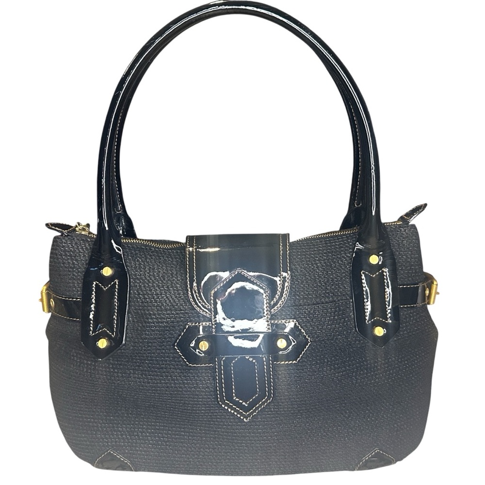 Retail $450 - Eric Javits Patent Leather and Tweed Handbag